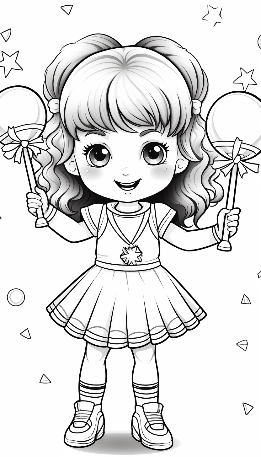 cheerleader coloring pages for kids in a cartoon format