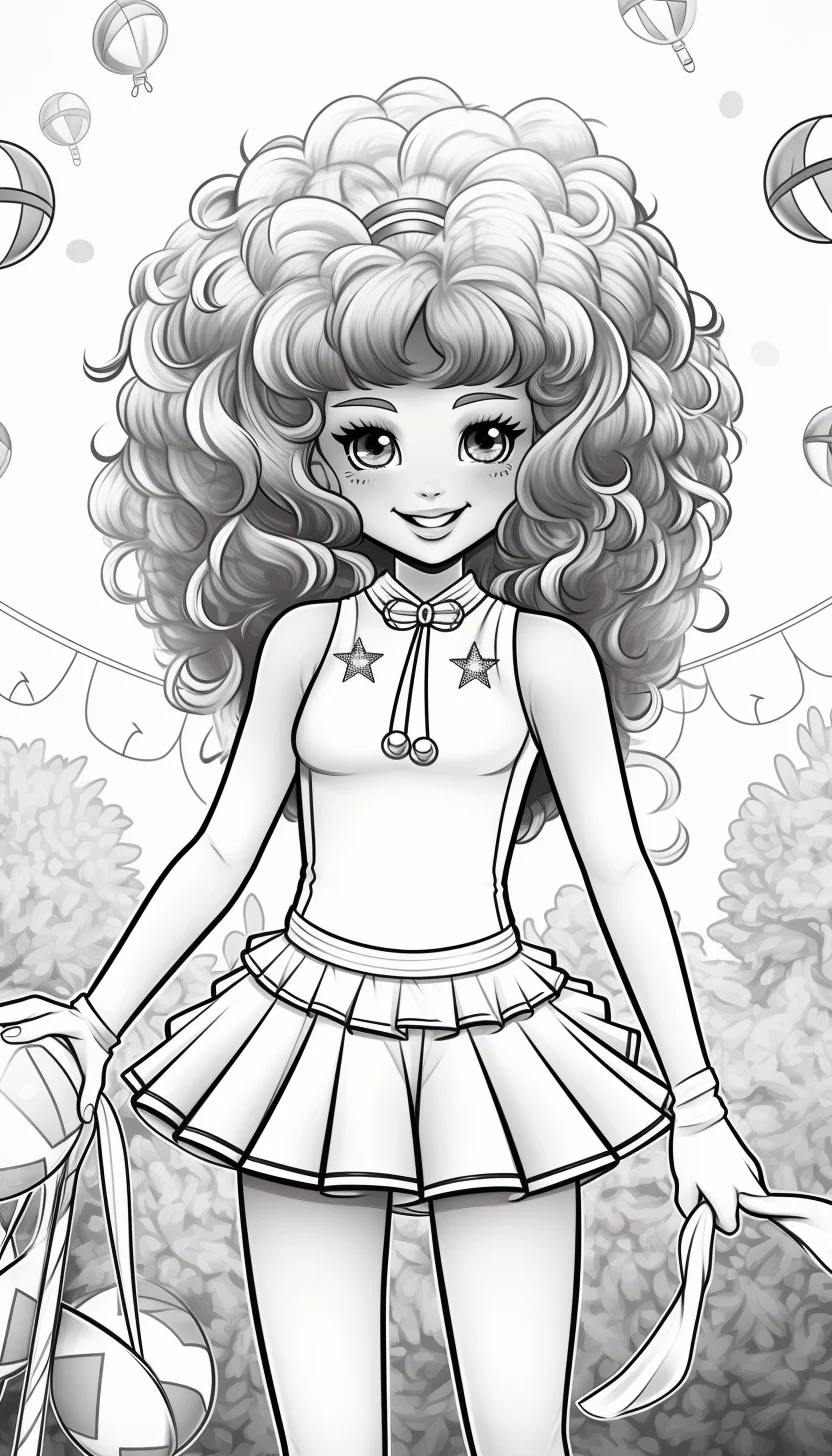 beautiful realistic looking cheerleader cheerleading coloring page for adults