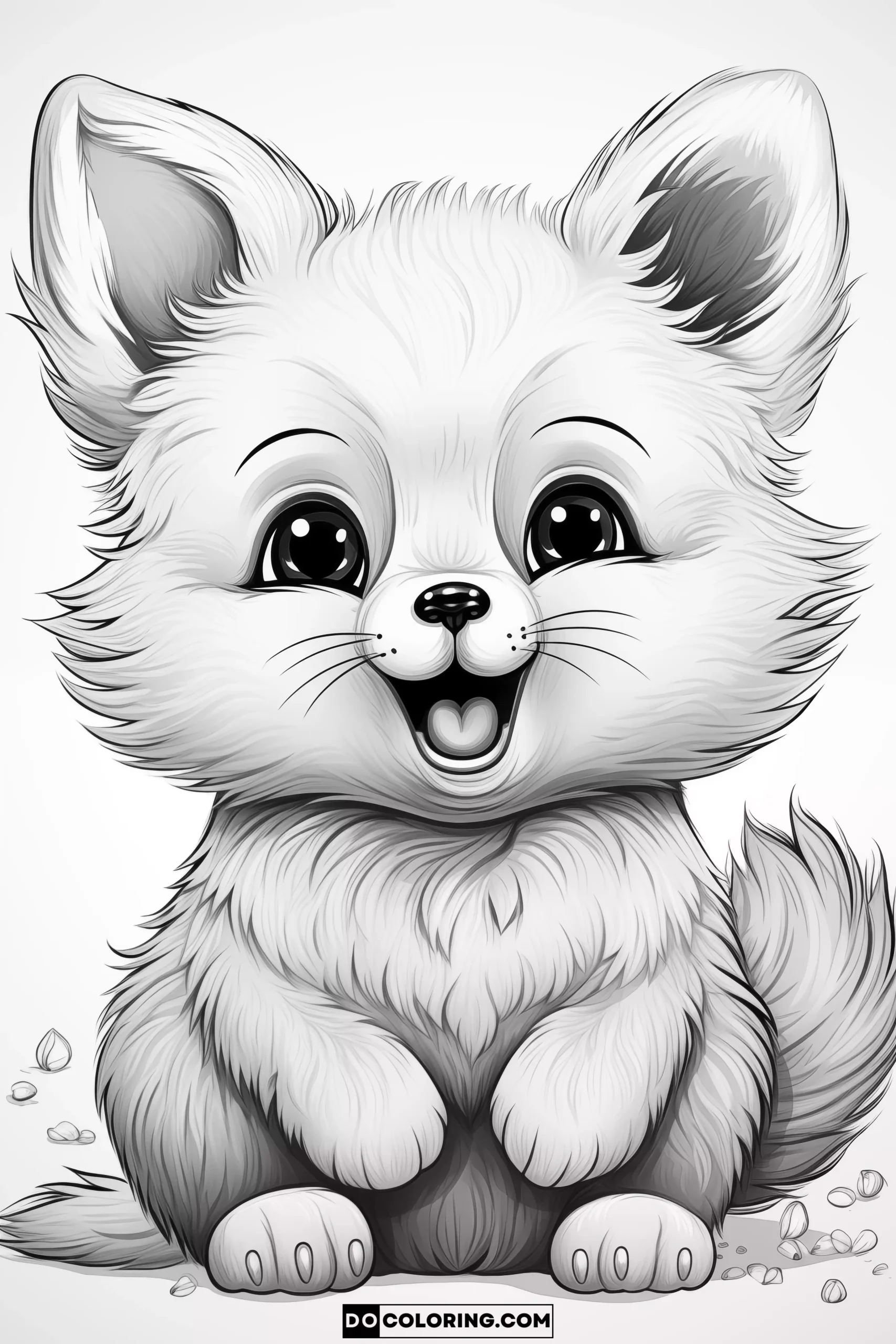 A realistic portrayal of a cute baby fox, designed for adults.