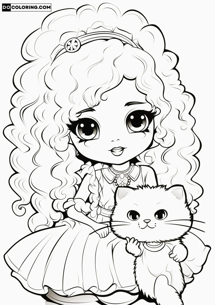 The little Black girl princess looks cute with her afro natural hair, and a chubby, adorable cat sits on her lap