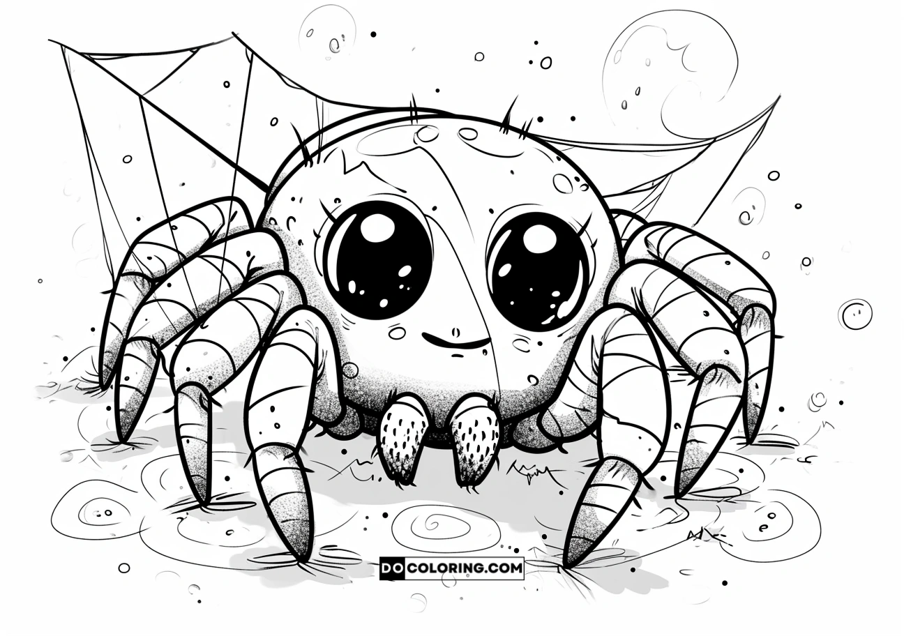Cute Kawaii Baby Spider Coloring Pages: Free Printable 2024 | DO Coloring