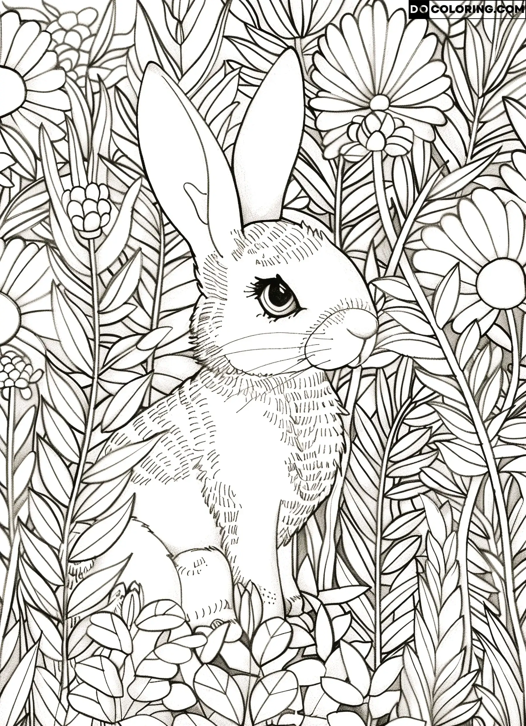 Detailed Rabbit in the Forest coloring pages