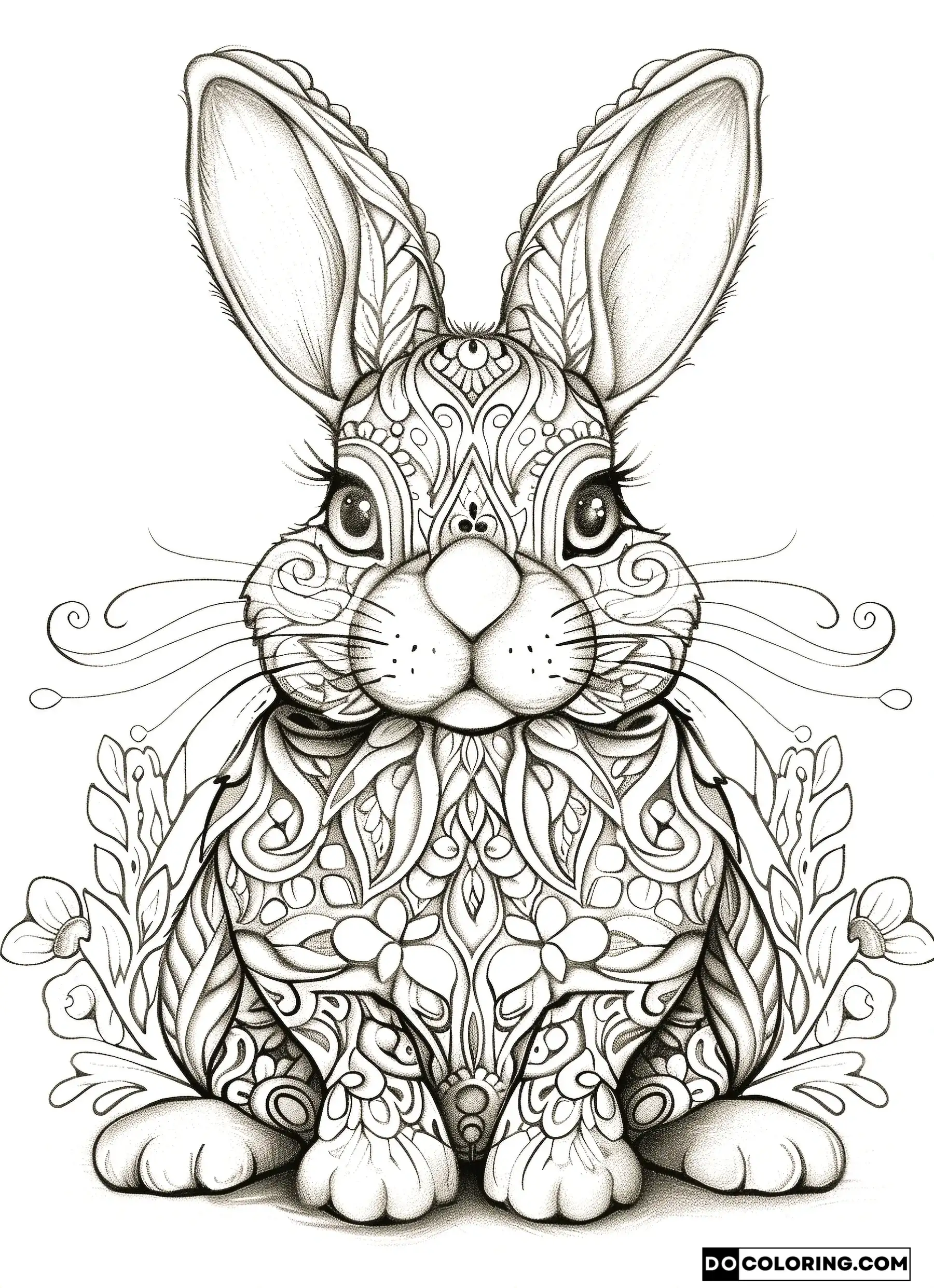 Zentangle Inspired Rabbit coloring page